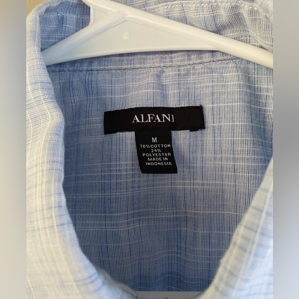 Alfani Light Blue Casual Button Down Shirt - Picture 3 of 4